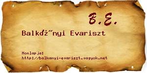 Balkányi Evariszt névjegykártya